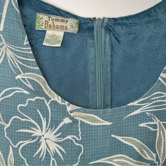 Vintage TOMMY BAHAMA Hibiscus Sleeveless Silk Top woman's size large green/blue - Picture 4 of 16